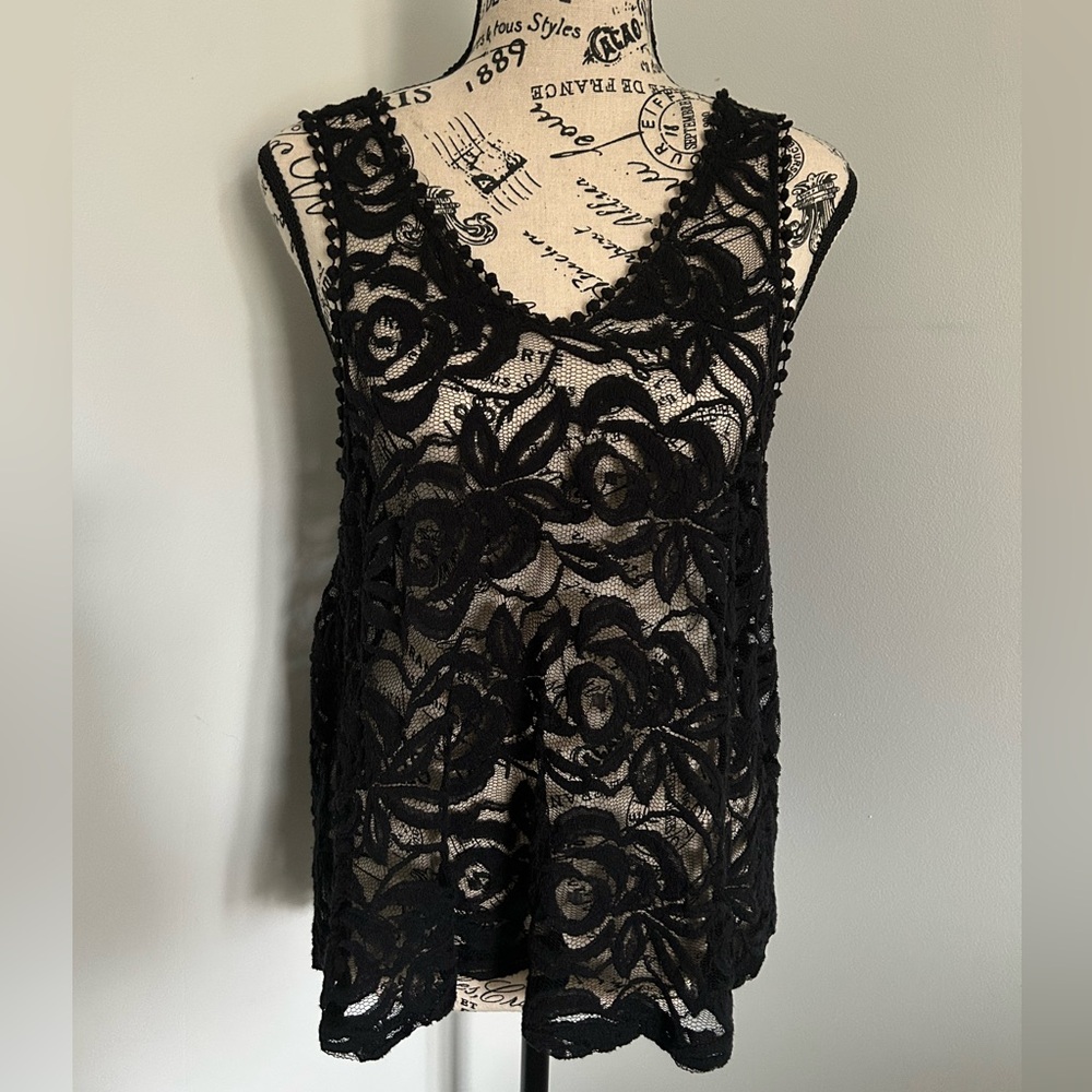 Sheer Black Lace Sleeveless Top